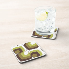70s Bold Modern Retro Ogee Motif in Greens コースター