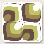 70s Bold Modern Retro Ogee Motif in Greens コースター (正面)