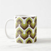 70s Bold Modern Retro Ogee Motif in Greens コーヒーマグカップ (左)