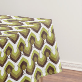 70s Bold Modern Retro Ogee Motif in Greens テーブルクロス