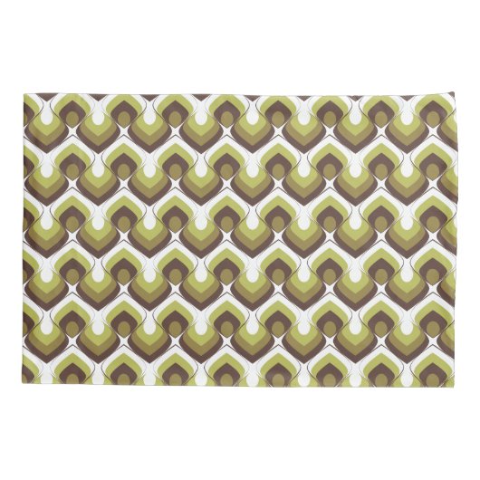 70s Bold Modern Retro Ogee Motif in Greens 枕カバー (裏面-左)