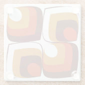 70s Bold Retro Modern Motif in Orange & Brown ガラスコースター (裏面)