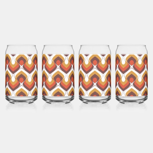 70s Bold Retro Modern Motif in Orange & Brown ガラス缶 (正面)
