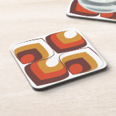 70s Bold Retro Modern Motif in Orange & Brown コースター (左側)