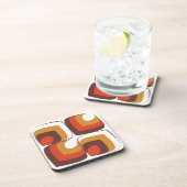 70s Bold Retro Modern Motif in Orange & Brown コースター (右側)