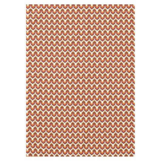 70s Bold Retro Modern Motif in Orange & Brown テーブルクロス (正面)