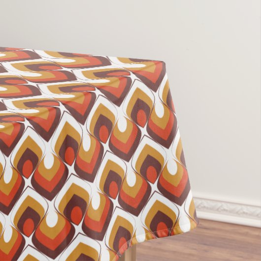 70s Bold Retro Modern Motif in Orange & Brown テーブルクロス (インサイチュ)