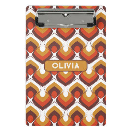 70s Bold Retro Modern Motif in Orange & Brown ミニクリップボード