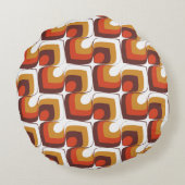 70s Bold Retro Modern Motif in Orange & Brown ラウンドクッション (裏面)