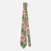 70s Brown Floral Custom Tie – Elegant Fashion ネクタイ (正面)