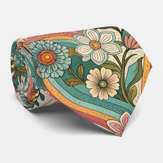 70s Brown Floral Custom Tie – Elegant Fashion ネクタイ (ロール)