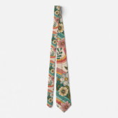 70s Brown Floral Custom Tie – Elegant Fashion ネクタイ (裏面)