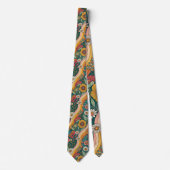 70s Brown Floral Custom Tie – Elegant Fashion ネクタイ (正面)