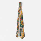 70s Brown Floral Custom Tie – Elegant Fashion ネクタイ (裏面)