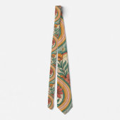 70s Brown Floral Custom Tie – Elegant Fashion ネクタイ (裏面)