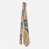 70s Brown Floral Custom Tie – Elegant Fashion ネクタイ (裏面)