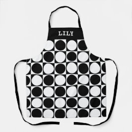 70s Checks and Circles Black and White エプロン