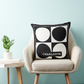 70s Checks and Circles Black and White クッション (椅子)