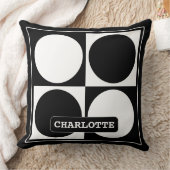 70s Checks and Circles Black and White クッション (ブランケット)