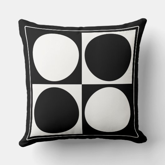 70s Checks and Circles Black and White クッション (裏面)