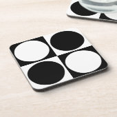 70s Checks and Circles Black and White コースター (左側)