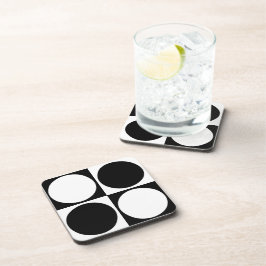 70s Checks and Circles Black and White コースター