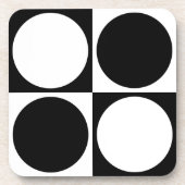 70s Checks and Circles Black and White コースター (正面)