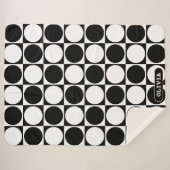 70s Checks and Circles Black and White シェルパブランケット (正面(横))