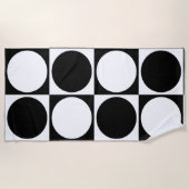 70s Checks and Circles Black and White ビーチタオル (正面)