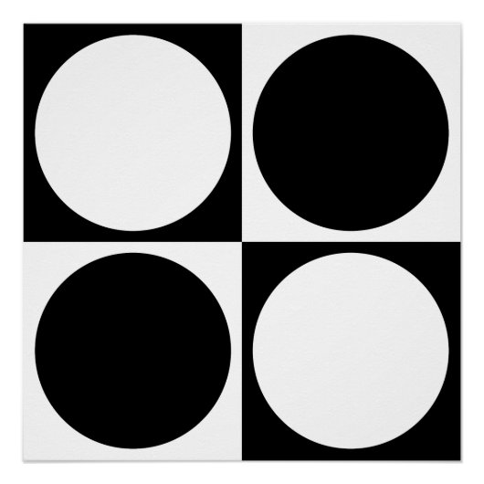 70s Checks and Circles Black and White ポスター (正面)