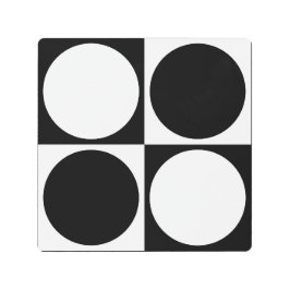 70s Checks and Circles Black and White メタルプリント