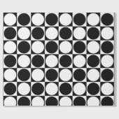70s Checks and Circles Black and White ラッピングペーパー (フラット)