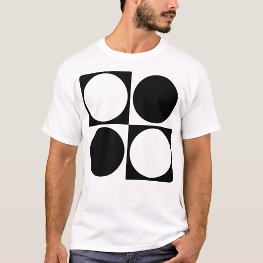 70s Checks and Circles Black and White Tシャツ (正面)