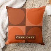 70s Checks and Circles Flame Orange クッション (ブランケット)