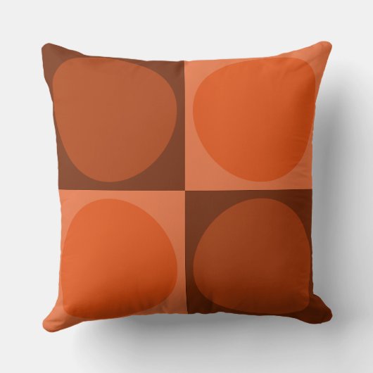 70s Checks and Circles Flame Orange クッション (裏面)
