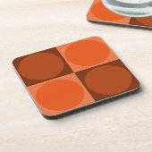 70s Checks and Circles Flame Orange コースター (左側)
