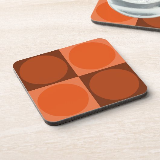70s Checks and Circles Flame Orange コースター (左側)