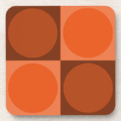 70s Checks and Circles Flame Orange コースター (正面)