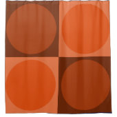 70s Checks and Circles Flame Orange シャワーカーテン (正面)