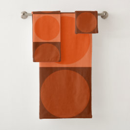 70s Checks and Circles Flame Orange バスタオルセット
