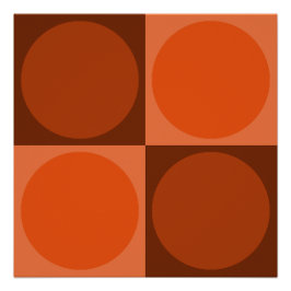 70s Checks and Circles Flame Orange ポスター