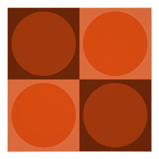 70s Checks and Circles Flame Orange ポスター (正面)
