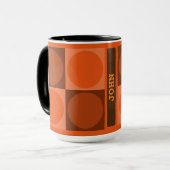 70s Checks and Circles Flame Orange マグカップ (正面左)