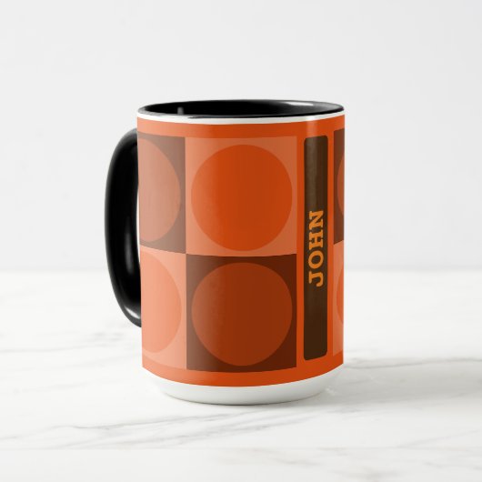 70s Checks and Circles Flame Orange マグカップ (正面左)