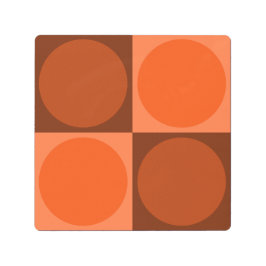 70s Checks and Circles Flame Orange メタルプリント