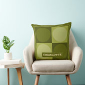 70s Checks and Circles Green クッション (椅子)