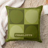 70s Checks and Circles Green クッション (ブランケット)