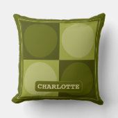 70s Checks and Circles Green クッション (正面)