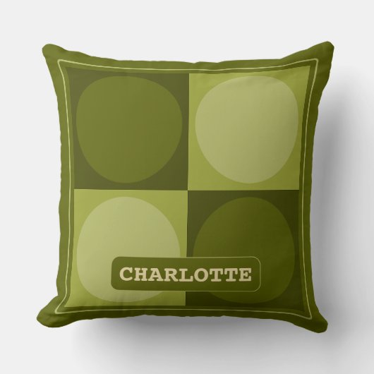 70s Checks and Circles Green クッション (正面)