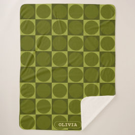 70s Checks and Circles Green シェルパブランケット